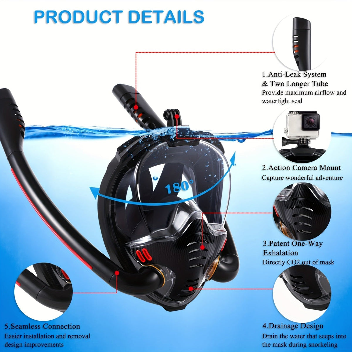 Full Face Snorkel Mask Set with Flippers