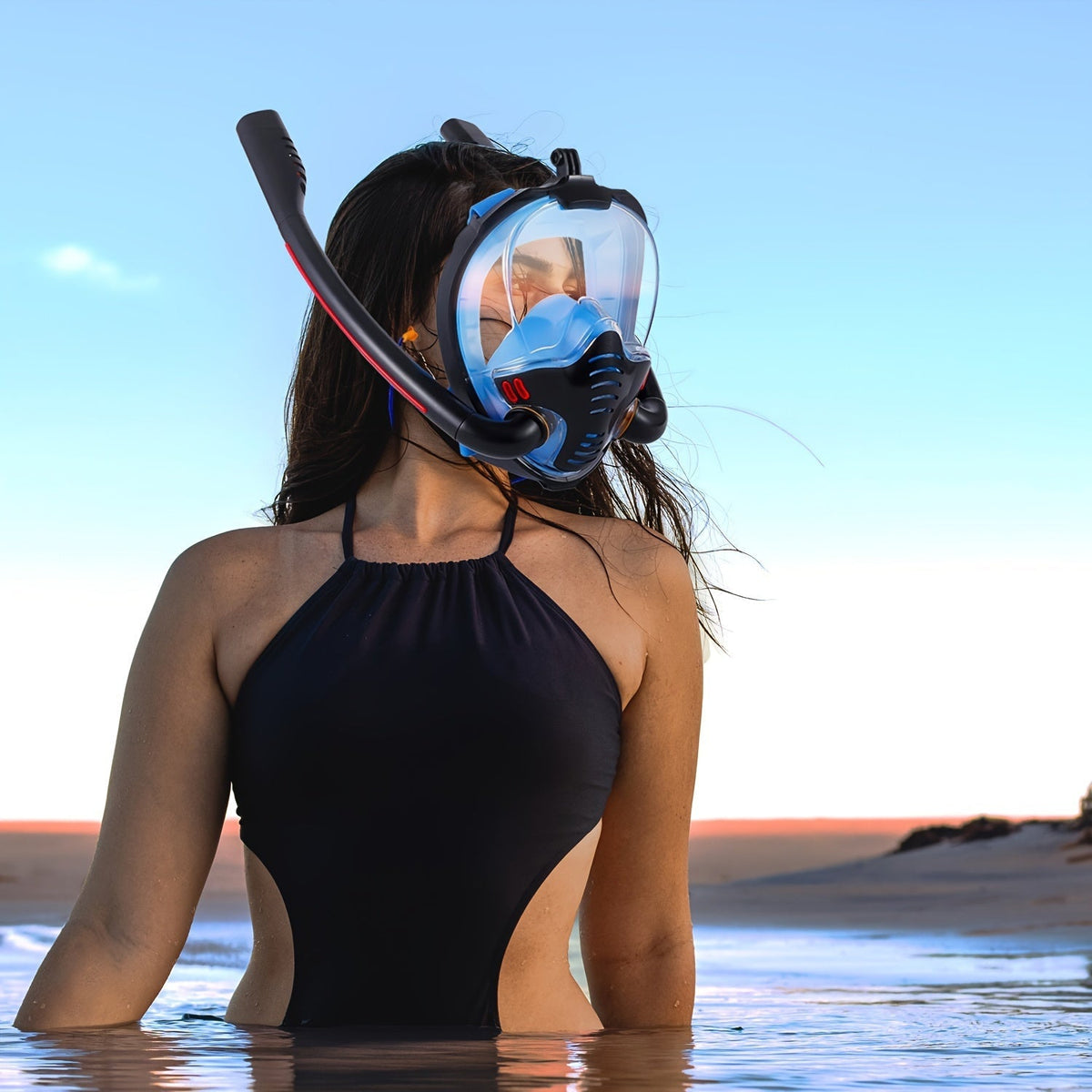 Full Face Snorkel Mask Set with Flippers